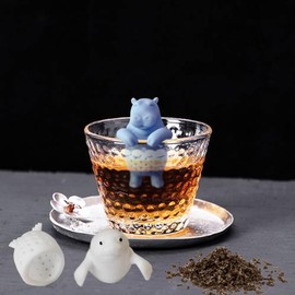 2 pcs silicone Tea Infuser, Cute tea infuser gift set for loose leaf tea, reusable tea infuser,is ideal gift for tea lovers (Seals + Hippos)