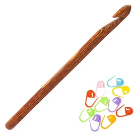KnitPro Ginger Crochet Hook 6 inch, 6.50mm (15cm, US Size K) with 10 Colorful Stitch Markers