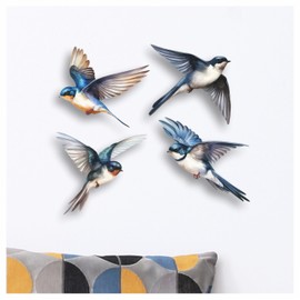 x4 Swallow Stickers, Weatherproof Bird Decals Perfect to Cover Marks, Peel & Stick for Cars, Shower & Tile, Wall Decor, Hardwearing Waterproof 0% Transparency Birds (x4 Swallows, A5)