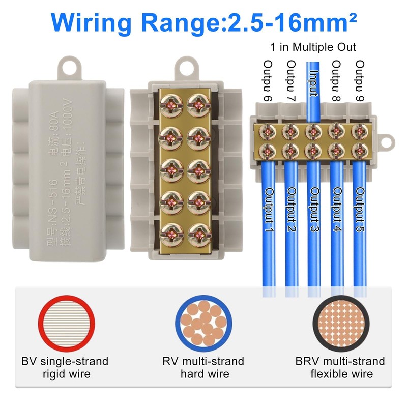 Linkstyle 6PCS 6 AWG Wire Connector Nut Kit, 80A 14-6