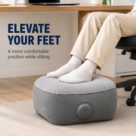 Inflatable PVC Footrest Pillow with Press-to-Inflate Valve for Travel and Office