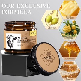 Bálsamo de ternera alimentada con pasto para hombres, hidratante facial de sarga batida y bálsamo para barba con miel de manuka, cuidado natural despu