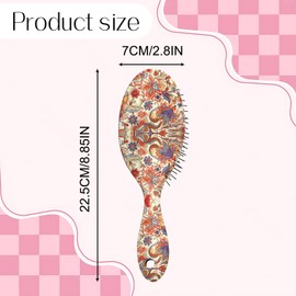 Miwasion Detangler Hair Brush,Glide Through Tangles with Ease,Cute Detangling Hair Brushes,Ease For Girls,Women,Men,Wet & Dry Hair (Red Bohemian Flowers)