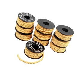 INFINAUTO 10 Pcs Yellow Flexible PVC Number 0-9 Print 1.5mm2 Wire Cable Markers Tag Stylish Design