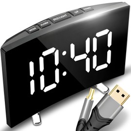 Retoo Wecker Digital LED Digitaluhr Reisewecker Elektronische Tischuhr Batteriebetriebene USB-Aufladung Tragbarer Spiegelalarm mit 2 Alarmen Schlummerfunktion Kalender Temperatur Schwarz