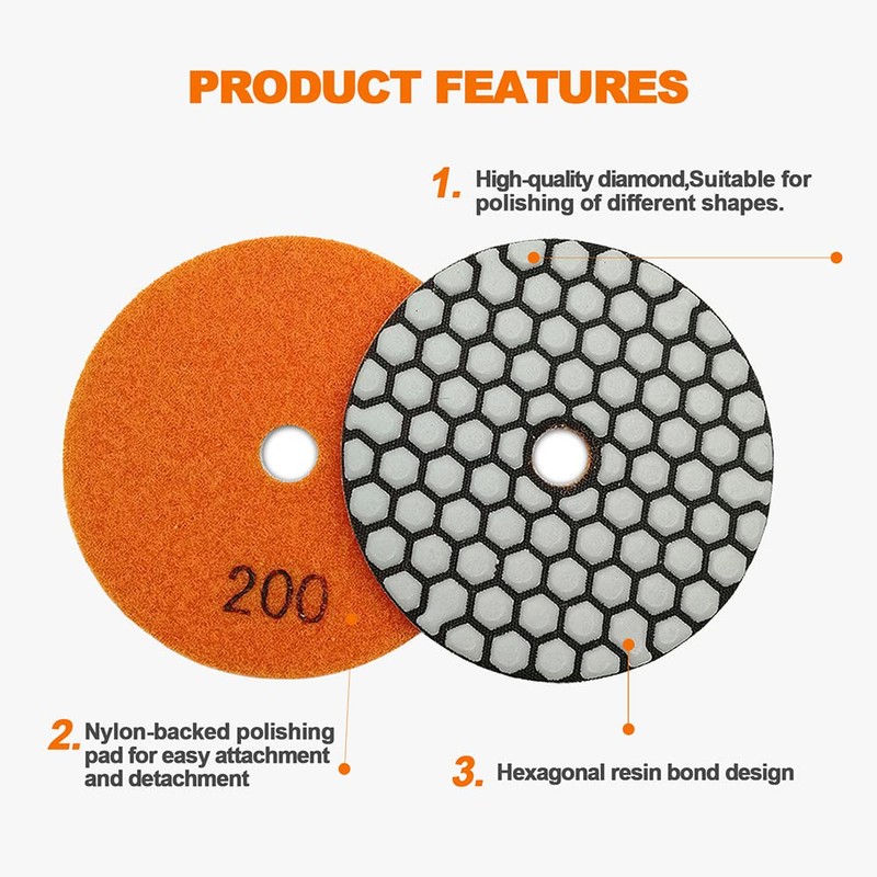 Diamond Dry Polishing Discs - Pack of 7 100 mm