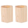 Healifty Pen Pot Pen Holder Hexagon Tube Wooden Pen Container