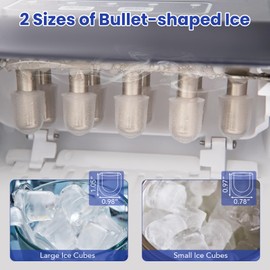 DORTALA Ice Maker Countertop, Portable Bullet Ice Machine with Handle, 9 Ice Cubes Ready in 6-13 Mins, 26.5 lbs/Day, Self-Cleaning Ice Maker w/ 2 Sizes Ice, Scoop & Basket for Home, Bar, Black