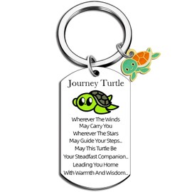 Journey Turtle Keychain Gifts for Women Men Good Luck Cute Sea Travel Turtle Gifts for Friend Family Members Girls Son Birthday Gift Annivesary Friendship Keychain Graduation Teens Farewell Gifts