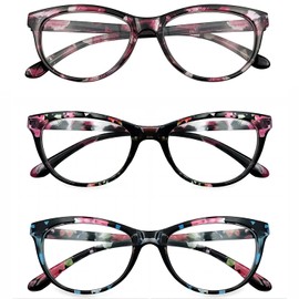CVVTSPE 3 Pack Reading Glasses Blue Light Blocking Stylish Cat Eye Computer Readers Anti Eyestrain & Glare for Women (New Multicolor, 4, x)