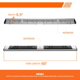 PM PERFORMOTOR 6.5" Running Boards Compatible with 2007-2016 Honda CR-V, Pair of Stainless Steel Side Rails Step Bars with 6 Pcs Brackets, Polished Chrome/Black