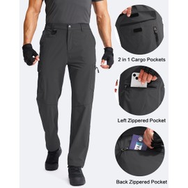 Men's Hiking Cargo Pants Water Resistant Quick Dry Lightweight Outdoor Tactical Pants for Men with Multi Pocket (Dark Grey, XL)