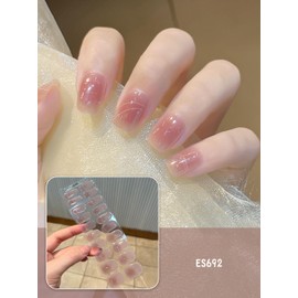 HIVOGUE Gel Nail Seal, Semi-hardened Nail Seal, Hardened Type, Nail Seal, Gel Nail, Just Stick, French Gel Nail, Hand Use, Long Lasting, Odorless, Waterproof, Short Nails, Office Nails, Nail Pies,