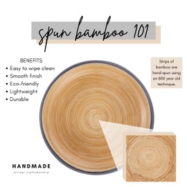 HABITAAS Fruit Bowl For Kitchen Counter, Decorative Bowl, Large Serving Bowl Or Fruit Basket For Kitchen Spun Bamboo (Black)