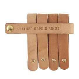 Santa Barbara Design Studio TableSugar Leather Napkin Rings, Set of 4, Natural