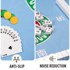 Mahjong Mat, 32.4×32.4 Inch Noise Reduction Anti-Slip Mahjong Mat for Table, Mahjong Table Mat for Poker, Card, Board Games Table Mat, Tile Games, Dominoes (Light Blue)