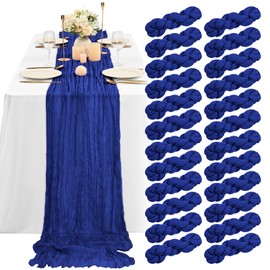 Royal Blue Cheesecloth Table Runner, 10FT x 21.5IN, Semi-Sheer Gauze Fabric for Wedding Reception, Boho Rustic Decor