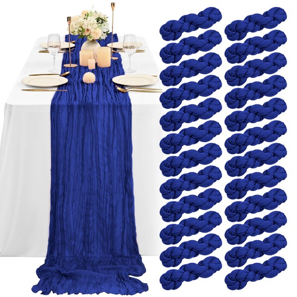 Royal Blue Cheesecloth Table Runner, 10FT x 21.5IN, Semi-Sheer Gauze