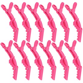 YISSION 12Pcs Hot Pink Alligator Hair Clips for Styling Sectioning Makeup Large Duck Billed Hair Clips No Crease Hair Clip Alligator Clips for Thin Thick Hair Hair Styling Accessories for Women Girls