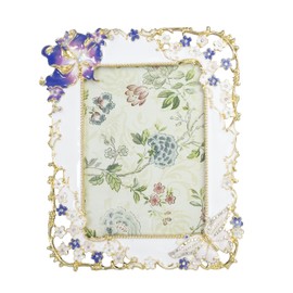 Tricune Floral Picture Frame 3.5x5, Vintage Photo Frame Made of Metal and High Definition Glass for Table Top Display, Home Decor