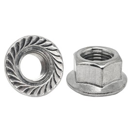 M14-1.5mm Thread Pitch 304 Stainless Steel Flange Nut Hex Lock Nuts,Fine Tooth(4pcs)