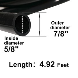 Eoiips 5/8" ID x 7/8" OD Silicone Vacuum Tubing Hose High Temperature Food Grade Tube, Flexible Silicone Air Tubing for Multiple Use,Black, 4.92 Feet
