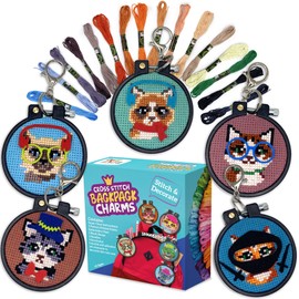 Cats 5 Stamped Cross Stitch Kits for Kids.Needlepoint Kits for Beginners. Embroidery Kit for Kids. Crossstitch Kit for Beginners and Girls (Cats)