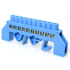 PZRT Terminal Block Terminal Bus Bar 10 Positions Screw Brass Terminal Grounding Strip Block DIN Rail Type Bottom Seat