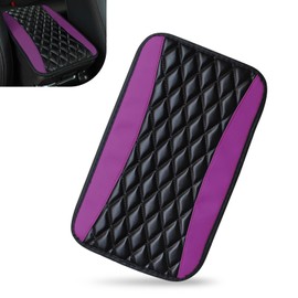Zikefest Car Center Console Cover, Leather Armrest Seat Cover Protector, Universal Waterproof Armrest Pad, Car Decoration Accessories, Fit for Most Cars, Vehicles, SUVs (Purple)