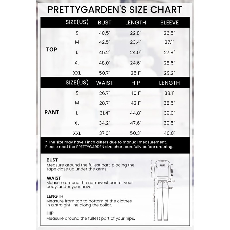PRETTYGARDEN Women's Fashion Outfits 2 Piece Sweatsuit Solid Color Long
