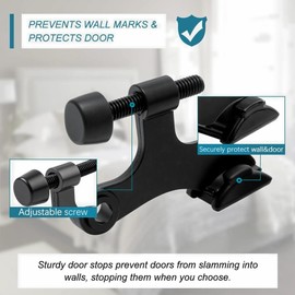 8 Pack Hinge Pin Black Door Stopper, Adjustable Heavy Duty Hinge Pin Door Stop with Black Rubber Bumper Tips