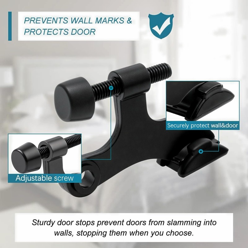 8 Pack Hinge Pin Black Door Stopper, Adjustable Heavy Duty