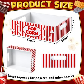 Movie Night Supplies Snack Trays with Handles Reusable Wooden Movie Gift Basket for Theater Popcorn Bucket Bowl Box Container Family Room Decor(Striped)