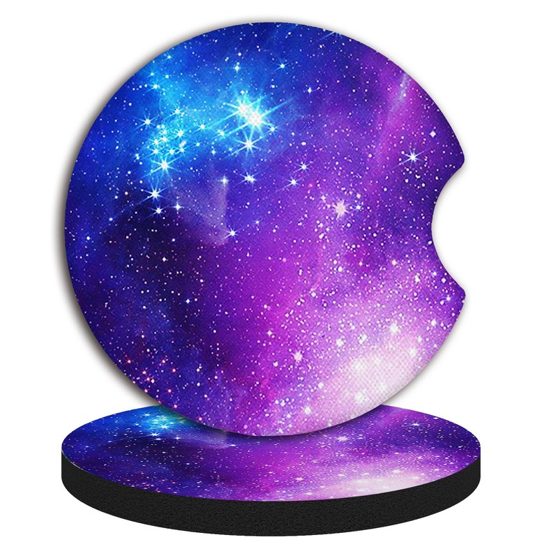 2pcs Car Coasters Absorbent Car Cup Holder Coasters,Nebula Pattern Car
