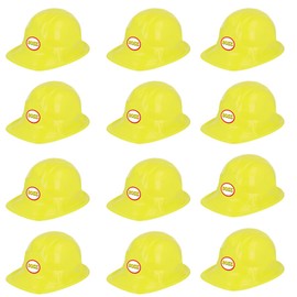 TC Toys Kids Construction Hats 12 Pack Yellow - BOSS Builder Helmets Party Set - Childrens Toy Hard Hats Bulk