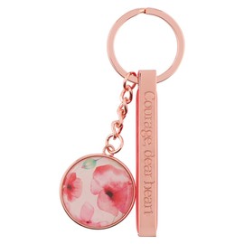 Keyring in Tin-Coral Poppies/Courage Dear Heart by Christian Art Gift