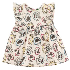 Sesame Street Elmo Cookie Monster Big Bird Oscar The Grouch Newborn Baby Girls Cotton Gauze Matching Family Dress Newborn, florals