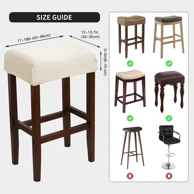 EVOLLER Waterproof Bar Stool Covers Set of 2 Rectangle Beige