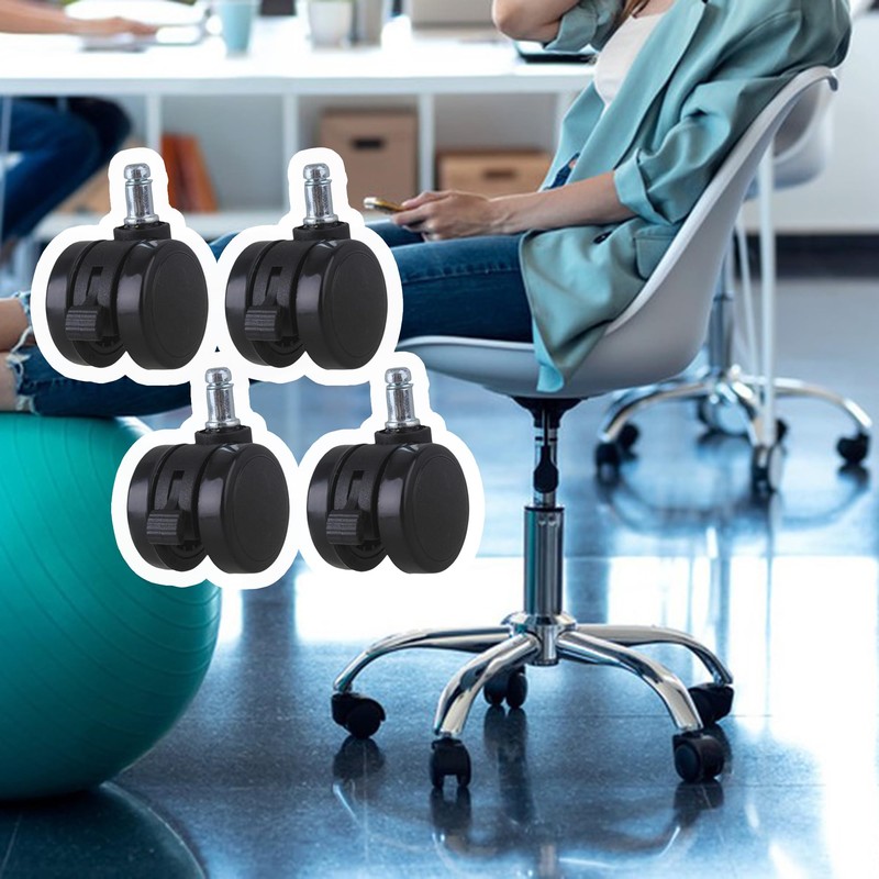 logyues 2 Inch Office Chair Casters Wheels Black PU Replacement