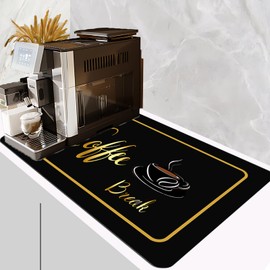 Ruhuayoupin Coffee Bar Mat For Countertop Hide Stain Absorbent Rubber Kitchen Dish Drying Mat For Counter Under Coffee Machine Maker Pad For Countertop 12*19in (Coffe Break, 12“*19")