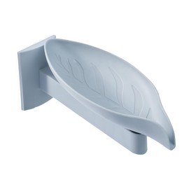 Thalirem Leaf-Shaped Wall-Mounted Soap Holder with 3 Adjustable Drainage Positions & 180° Rotating Tray – Heavy-Duty Adhesive Backing, Space-Saving Soap Holder for Showers, Sinks, Grey