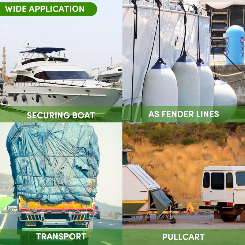 Dock Lines Boat Ropes for Docking 3/8" x15' Double Braided