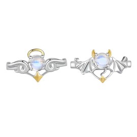 Lnnmomn Angel Devil Matching Promise Rings for Couples,Couple Matching Rings for Woman and Man (B)