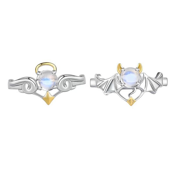 Lnnmomn Angel Devil Matching Promise Rings for Couples,Couple Matching Rings