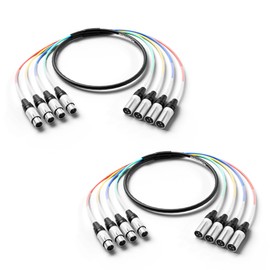 PRORECK 6ft Snake Cable, 4-Channel Shielded Audio Cable XLR Male to XLR Female, with Color-Marked Connectors for Professional Stage, Studio, and Live (2-Pack) (PR-XLR/XLR-4 * 6P)