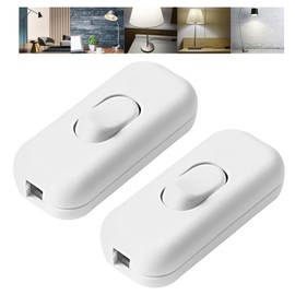 Pack of 2 Inline Switch Intermediate Switch Cable Switch 2-Core and 3-Core Supply Leads for All Types of Electric Lamps, Table Lamps (White)