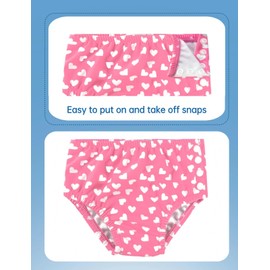 weVSwe Newborn Swim Diaper for Baby 50+Infant Girl Waterproof Diapers Snap Adjustable Swimming Diapers Pink Heart 0-6 Months