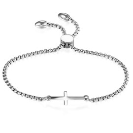 OIDEA Women's Bracelet with Sliding Clasp: Adjustable Heart Cross Tree of Life Wrist Tree of Life Elegant Bracelet Gift for Women Mother Girlfriend, Stainless Steel, without stone