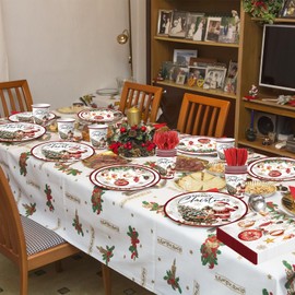 Christmas Paper Plates and Napkins, 144Pcs Christmas Party Decorations Santa Claus Xmas Tree christmas Balls Disposable Dinnerware Set for Winter Xmas Holiday Party Supplies