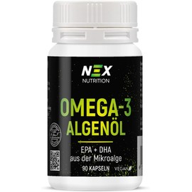 NEX Omega-3 Algae Oil, Vegan DHA EPA Source from Schizochytrium Microalgae, Vegetable Omega 3 for Daily Supply, Tasteless Algae Oil Capsules, Sustainable Alternative to Fish Oil, 90